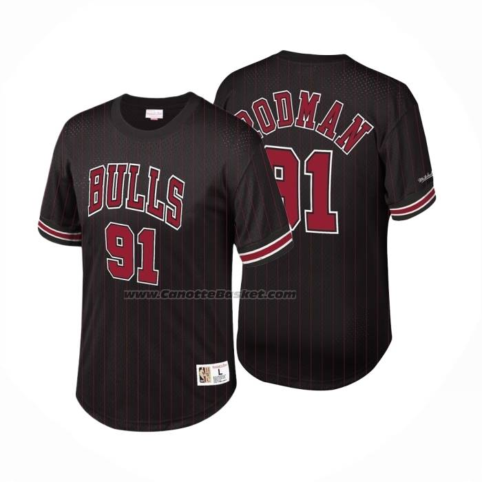 Maglia Manica Corta Chicago Bulls Dennis Rodman No 91 Nero